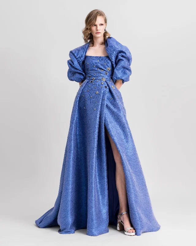 Strapless Princess-Cut Dress With Bolero