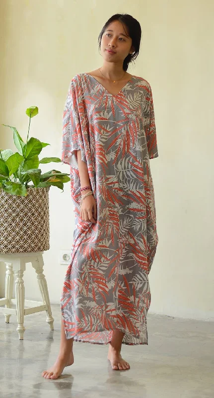 Kaftan Palm Coral Faun Dress
