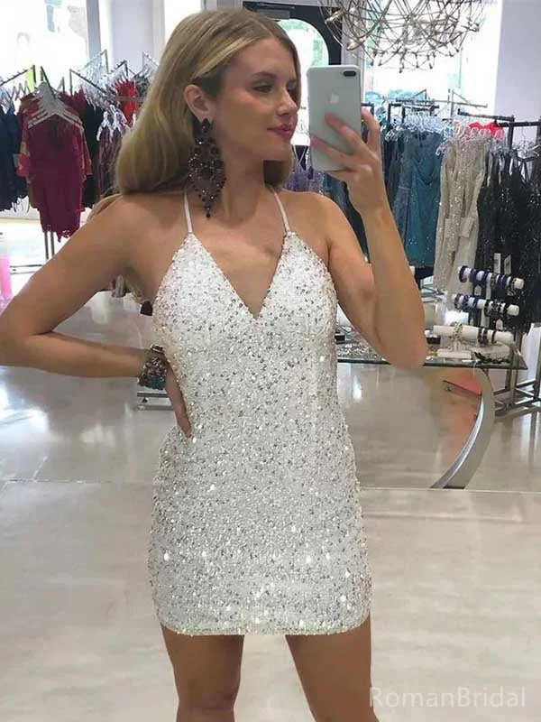 Sexy Spaghetti Strap Sleeveless Mermaid Sequin Homecoming Dresses For Party Online, HD1092 Sexy Spaghetti Strap Sleeveless Mermaid Sequin Homecoming Dresses For Party Online, HD1092