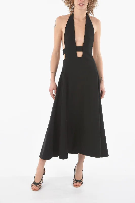 Saint Laurent Cut-out Detail Bare Back Wool Dress