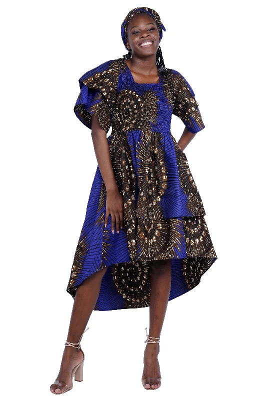 African Two Tiered High Low Dress | One Size | Plus Size