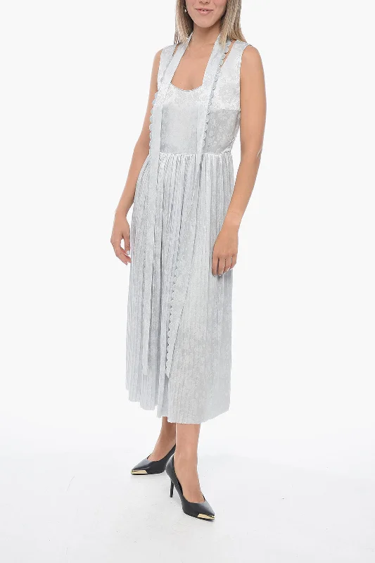 Magda Butrym Tie Neck Jacquard Silk Dress with Bare Back Design