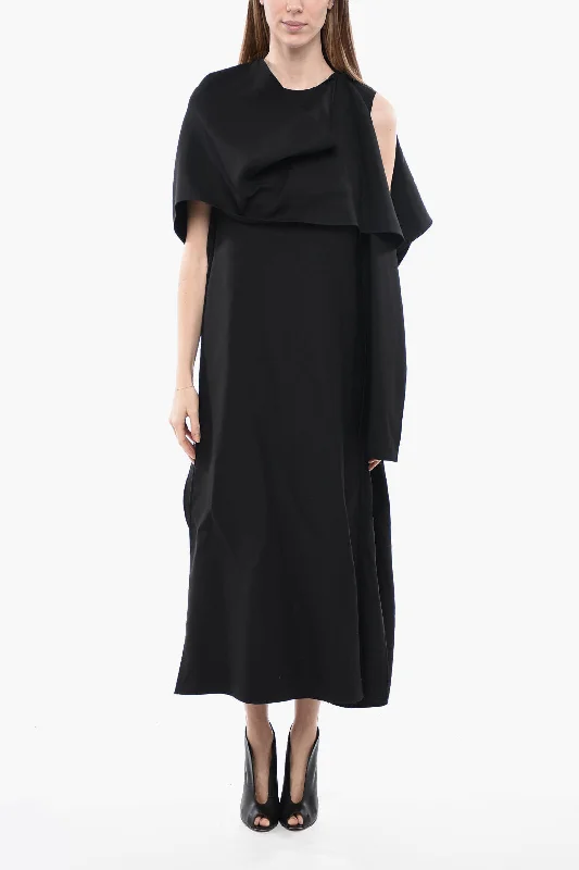 Valentino PINK PP Wool-blend Cape Dress with Loose Fit 42 Italian size