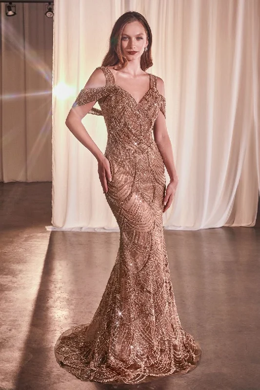 Cinderella Divine CDCC4020 Beaded Formal Mermaid Long Prom Dress