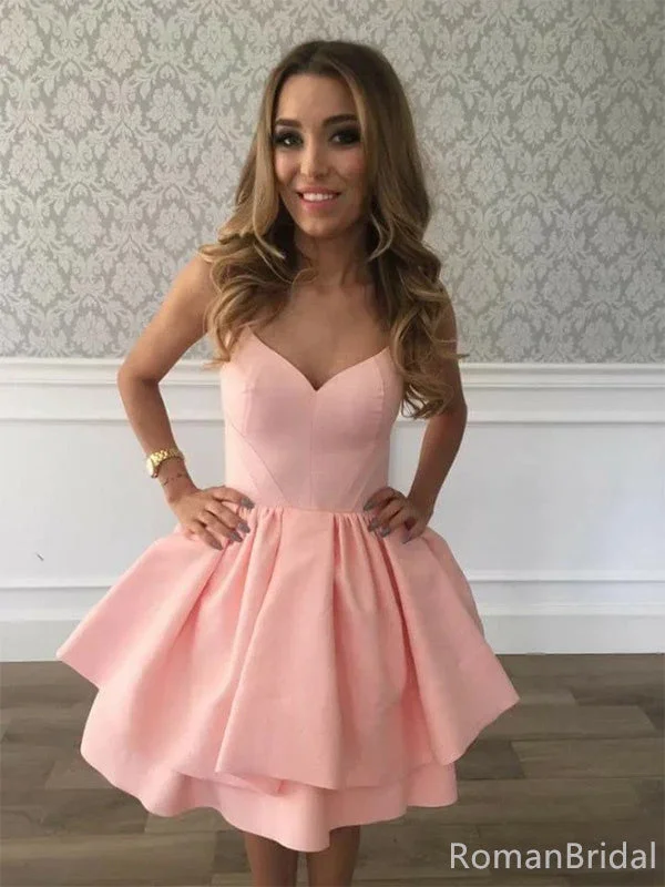 Sexy Spaghetti Strap Sleeveless A-line Jersey Pink Short Homecoming Dresses For Party Online, HD1033 Sexy Spaghetti Strap Sleeveless A-line Jersey Pink Short Homecoming Dresses For Party Online, HD1033