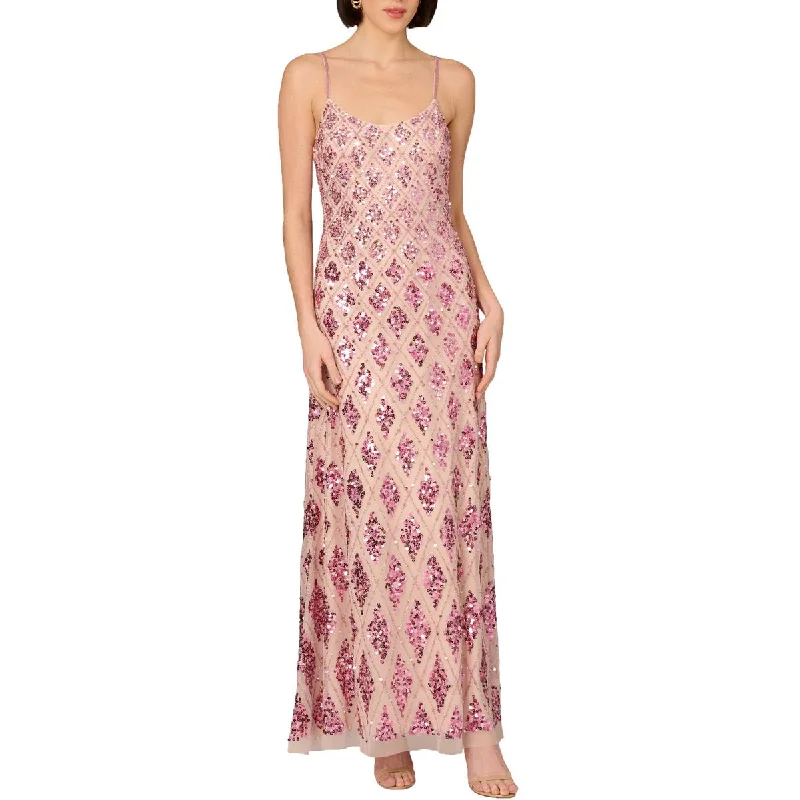 Womens Sequined Sleeveless Evening Dress
