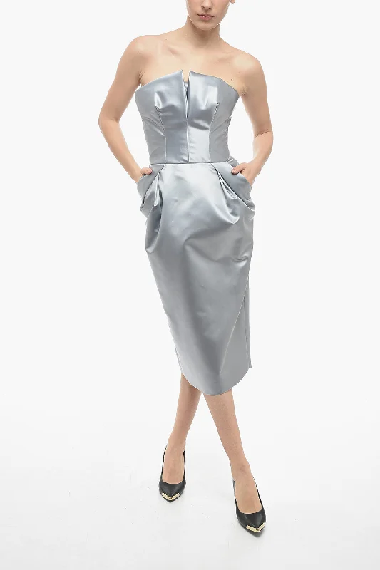 Maison Margiela MM1 Satin Pencil Dress with Draping 42 Italian size