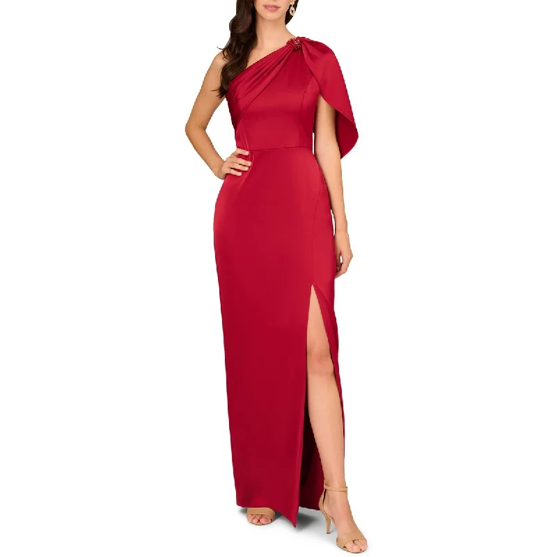 Womens Satin One Shoulder Evening Dress