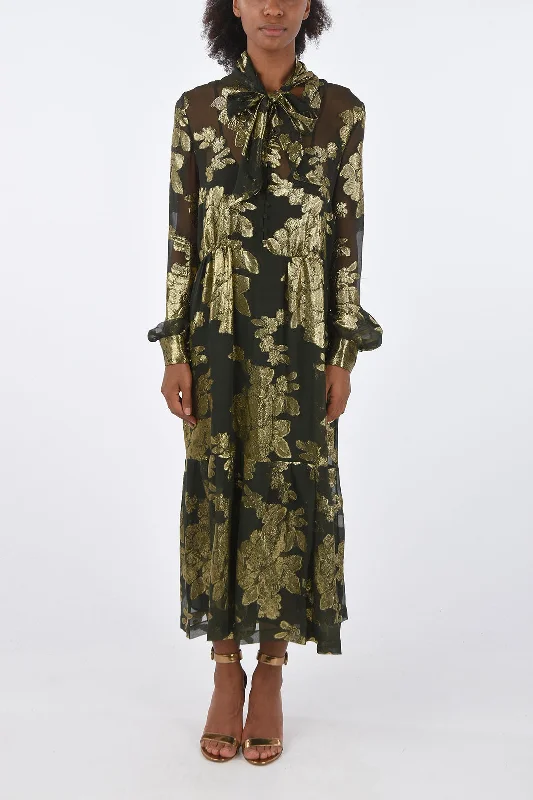 Saint Laurent Brocade Silk Dress with Inner Petticoat