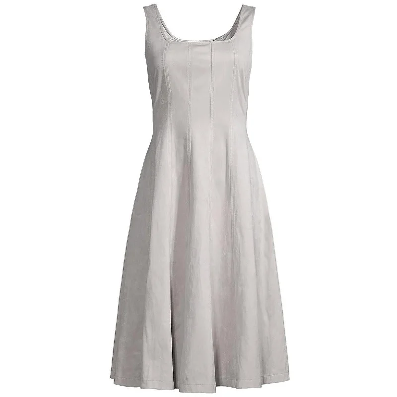 Womens Paneled Square Neck Fit & Flare Dress