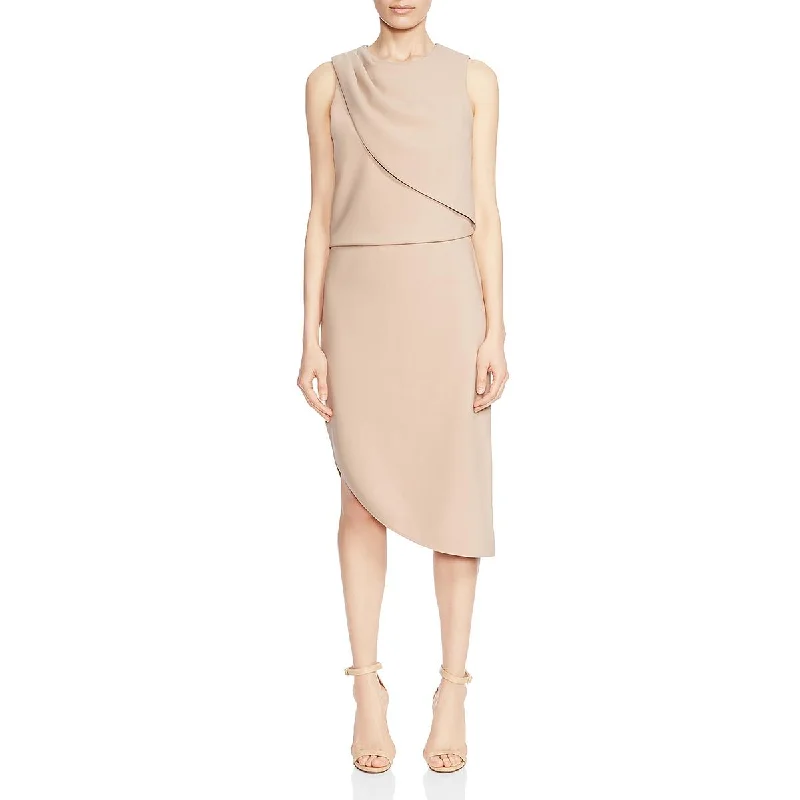 Womens Solid Asymmtetric Sheath Dress