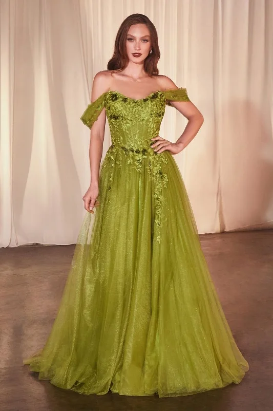 Cinderella Divine CD799 Long Prom Formal Glitter A Line Dress