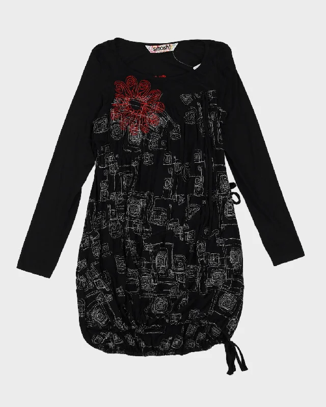 Y2K Black Ruched Smash Dress - L