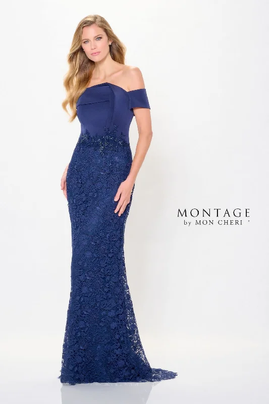 Montage M907 Long Beaded Sequin Formal Evening Dress