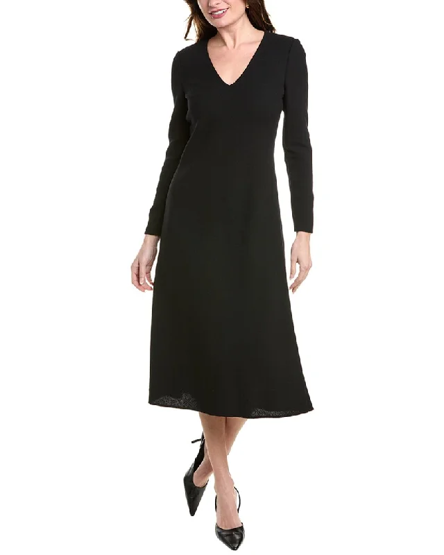Lafayette 148 New York Wool V-Neck Flare Dress