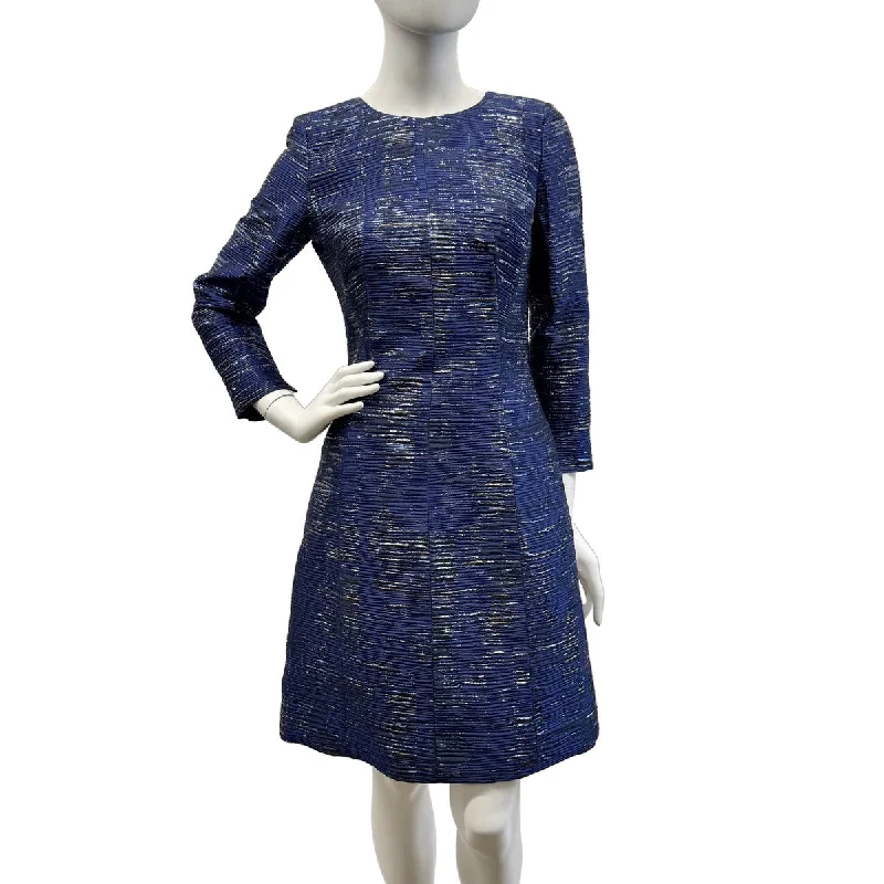 Oscar de la Renta Blue Metallic Dress