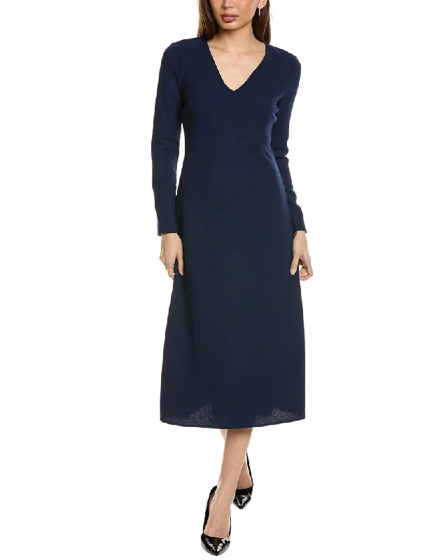 Lafayette 148 New York Wool V-Neck Flare Dress