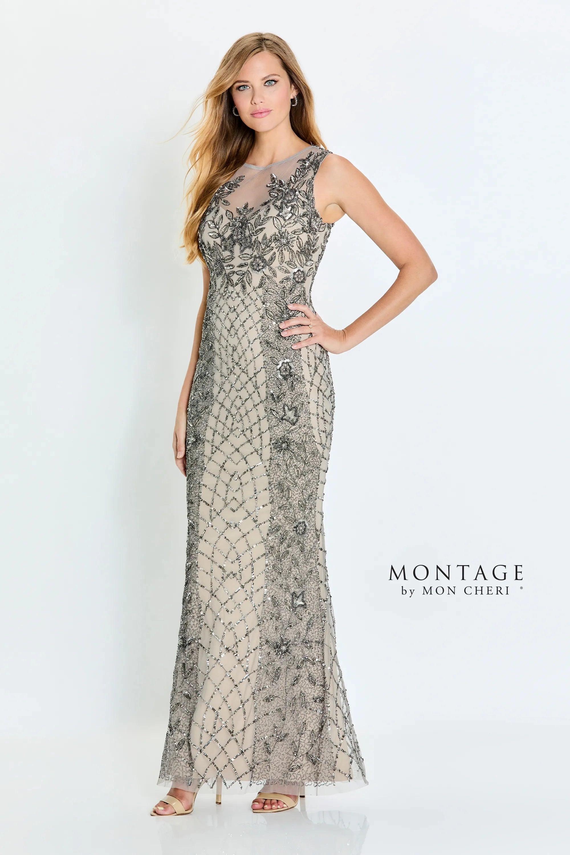 Montage M533 Formal Long Beaded Sequin Evening Dress