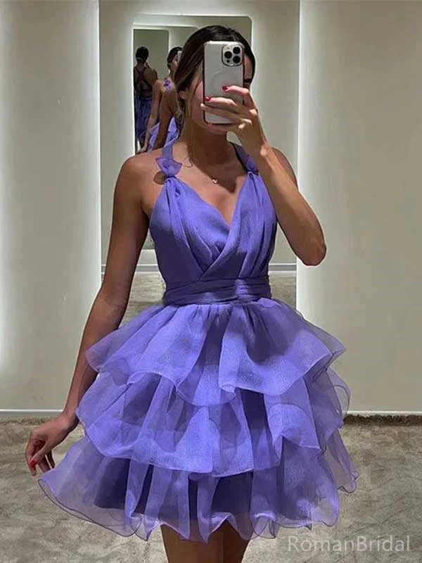 Simple Spaghetti Strap Sleeveless A-line Tulle Ruffles Homecoming Dresses For Party Online, HD1093 Simple Spaghetti Strap Sleeveless A-line Tulle Ruffles Homecoming Dresses For Party Online, HD1093