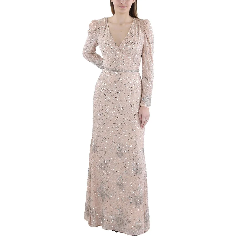 Womens Sequined Maxi Evening Dress