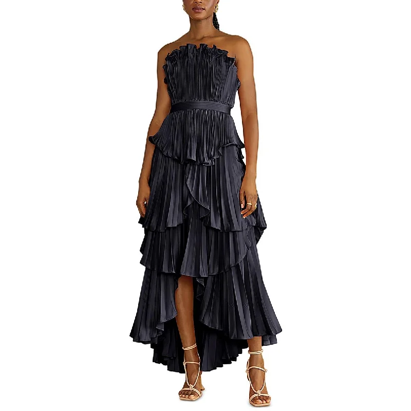 Janey Womens Satin Pleated Evening Dress