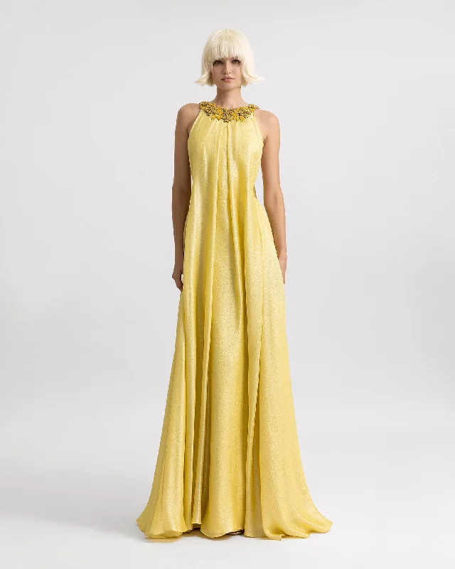 Beaded Strap Neckline Loose-Cut Dress