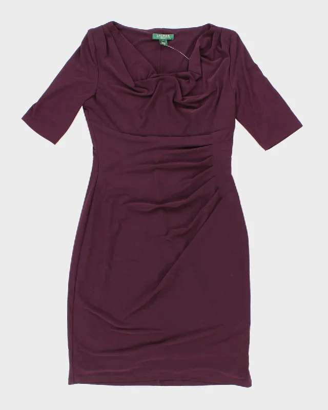 00s Ralph Lauren Purple Cowl Dress - M
