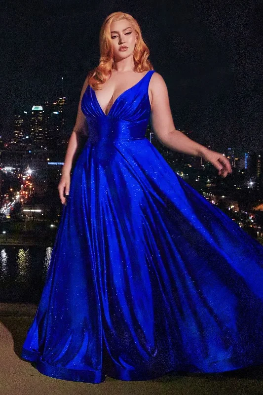 Cinderella Divine CC2349C Long Glitter Plus Size Formal Prom Dress