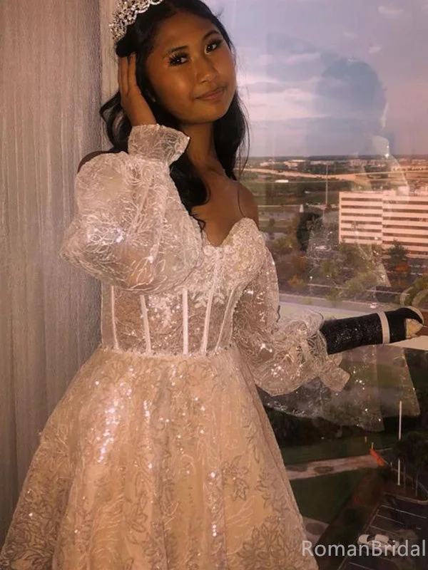 Elegant Off-shoulder Full Sleeve A-line Lace Short Homecoming Dresses For Party Online, HD1055 Elegant Off-shoulder Full Sleeve A-line Lace Short Homecoming Dresses For Party Online, HD1055