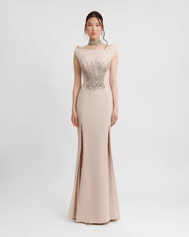 Bateau Collar Slim-Cut Dress
