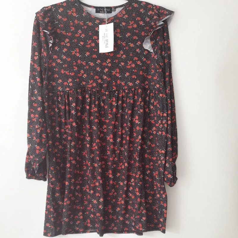 In The Style Black Floral Print Dress UK 26 ****Ref V544