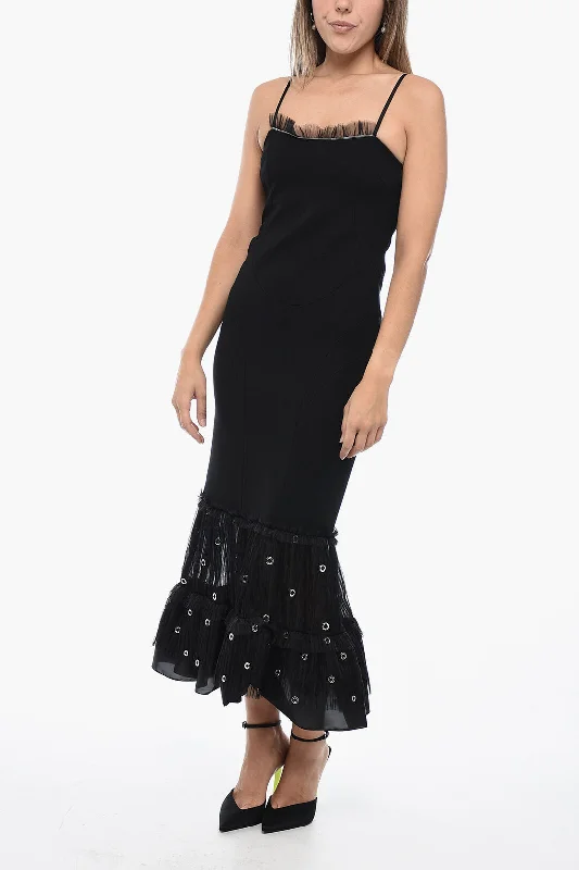 Off-White Slip Dress with Ruffled Hem 42 Italian size