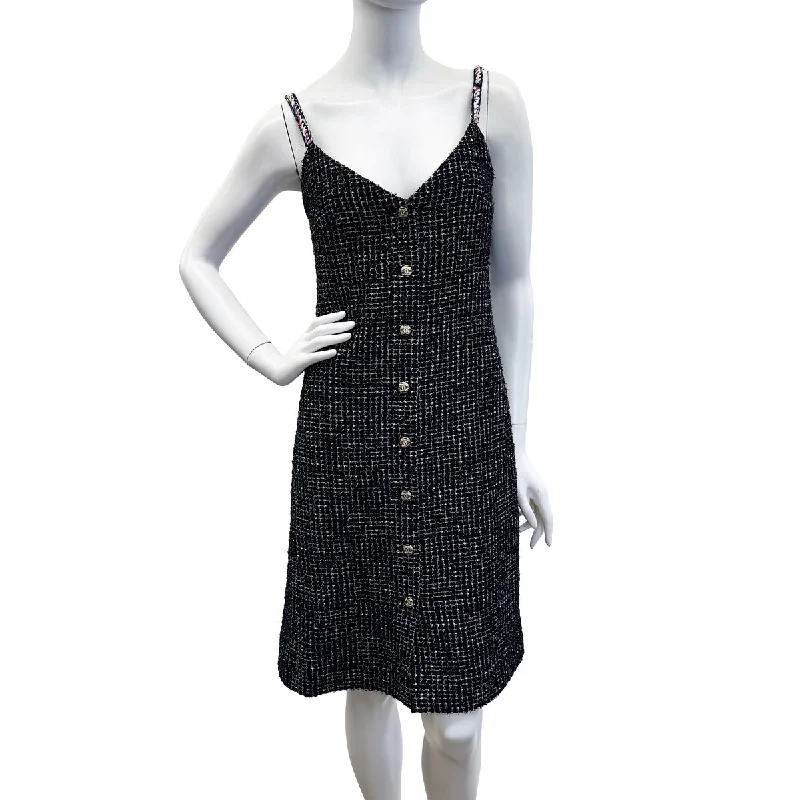 Chanel 2021 Tweed Sleeveless V-neck Dress