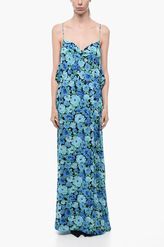 Rotate Chiffon Flared Dress with Floreal Pattern