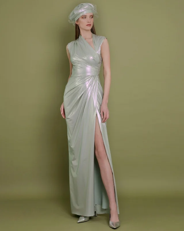 Asymmetrical Neckline Mint Dress