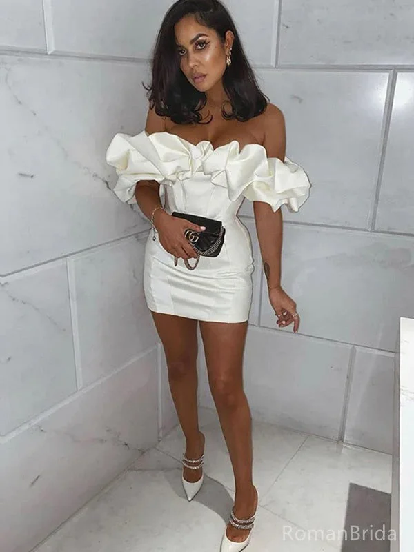 Sexy Off-shoulder Sleeveless Mermaid Satin Homecoming Dresses For Party Online, HD1068 Sexy Off-shoulder Sleeveless Mermaid Satin Homecoming Dresses For Party Online, HD1068