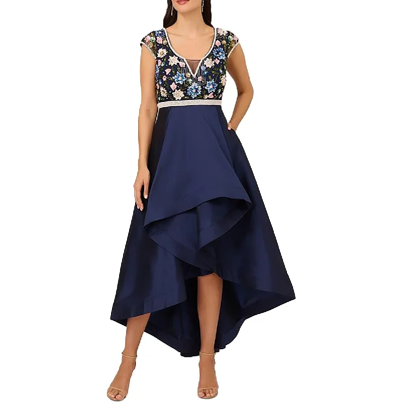 Womens Taffeta Embellished Evening Dress