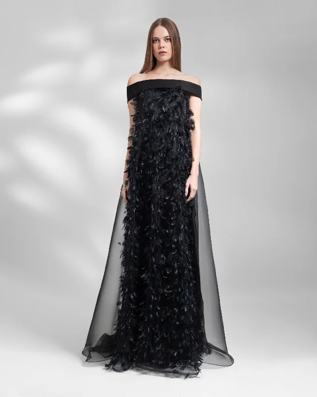 Feather Flared Dress