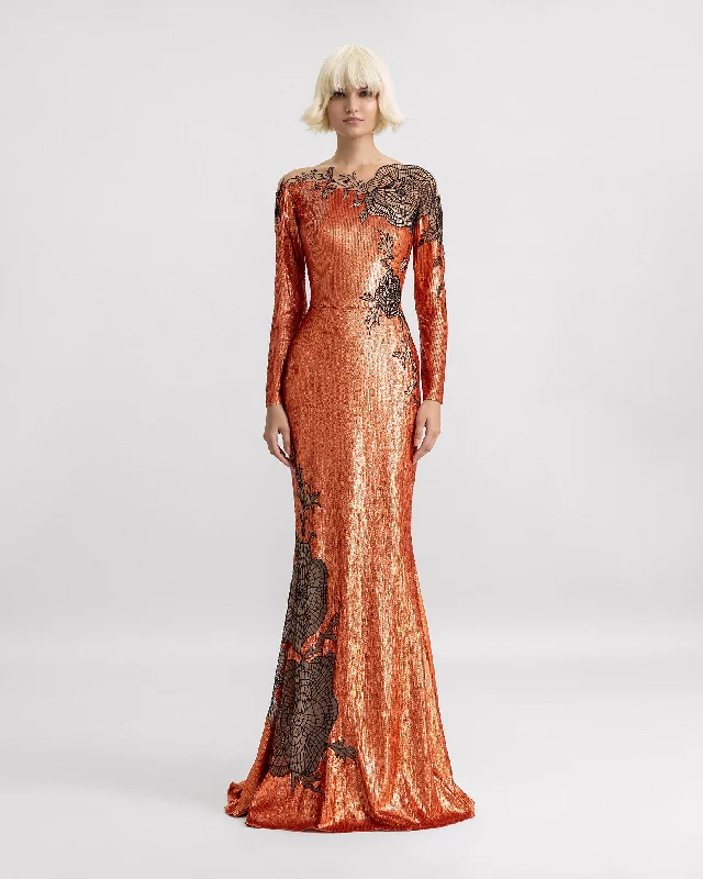 Long Sleeves Embroidered Dress