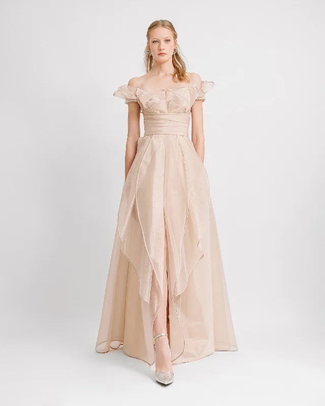 Off-the-shoulders Layered Ruffles Dress