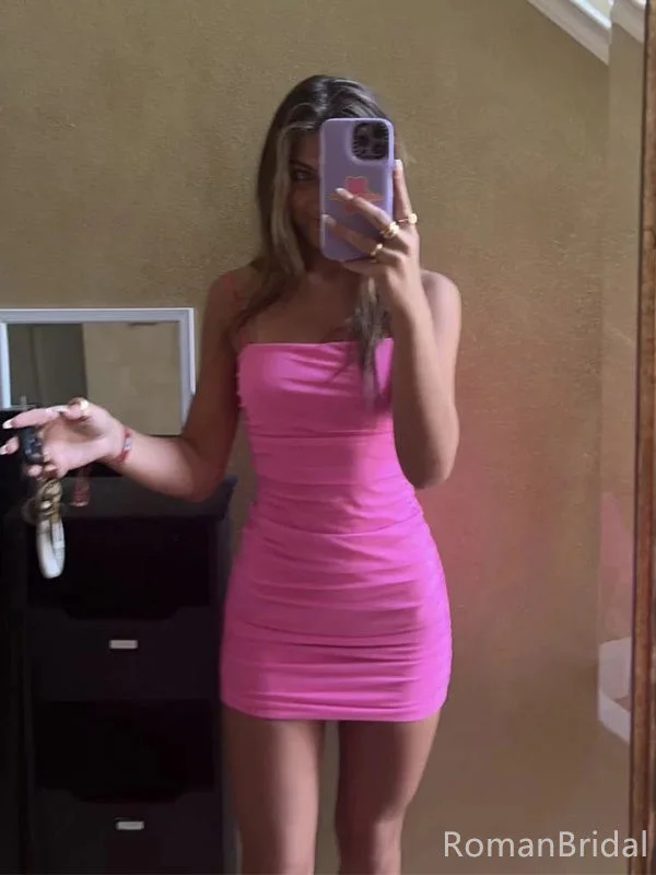Sexy Spaghetti Strap Sleeveless Mermaid Satin Short Homecoming Dresses For Party Online, HD1030 Sexy Spaghetti Strap Sleeveless Mermaid Satin Short Homecoming Dresses For Party Online, HD1030