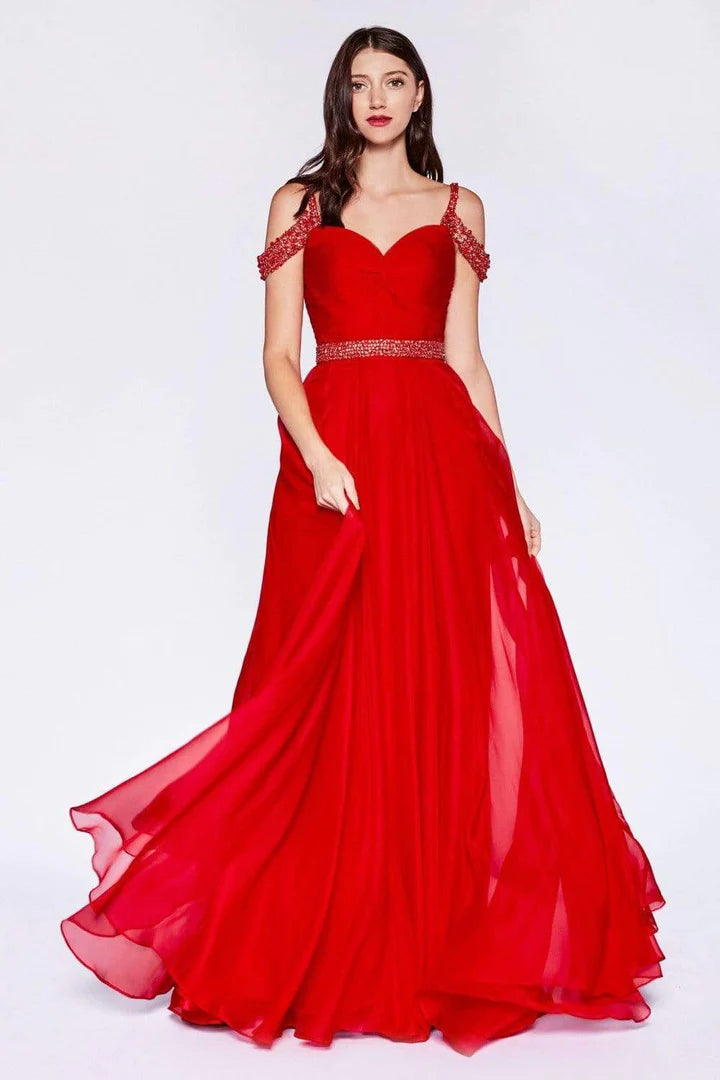 Ladivine P211 Size 4 Red Long A Line Chiffon off the shoulder Beaded Formal Prom Dress Evening Gown V Nek Ladivine P211 Size 4 Red Long A Line Chiffon off the shoulder Beaded Formal Prom Dress Evening Gown V Nek