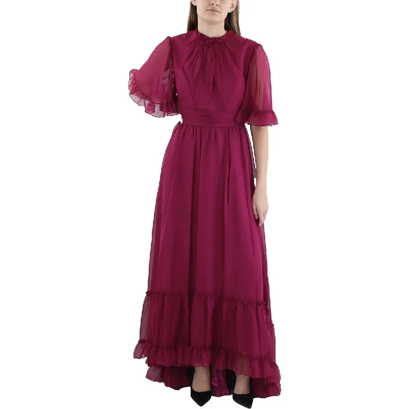 Womens Ruffled Maxi Evening Dress