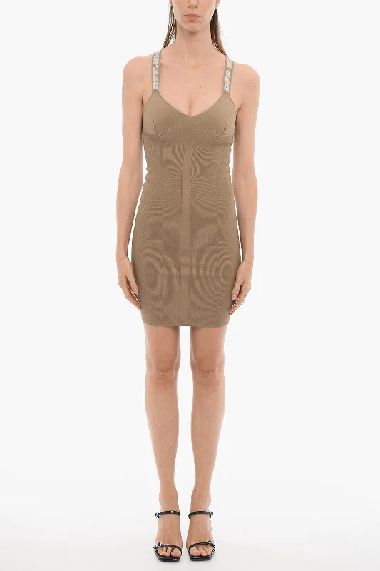 Off-White SEASONAL Stretch Fabric Sheath Dress with Logoed Straps 40 Italian size