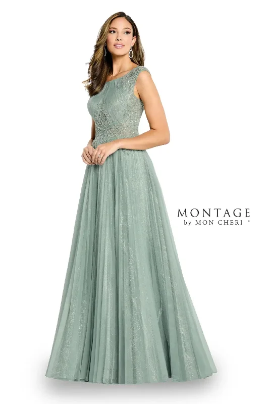 Montage M515 A Line Formal Long Beaded Lace Evening Dress