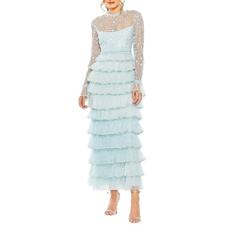 Womens Tiered Maxi Evening Dress