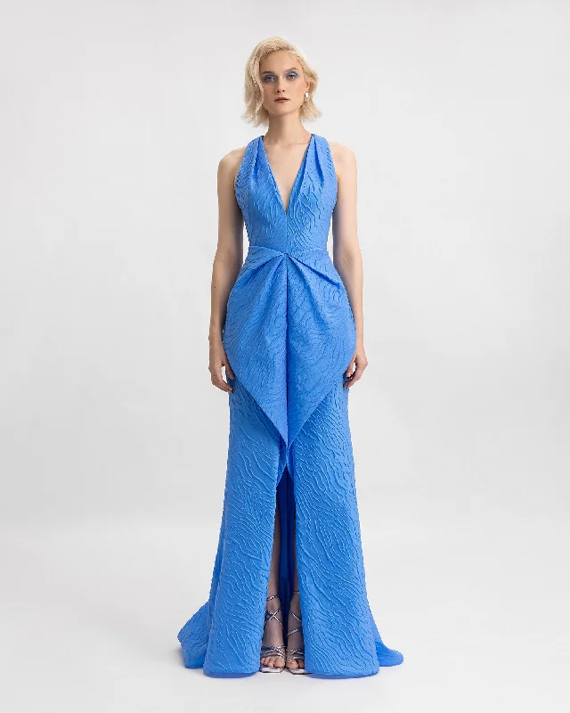 V-Neckline Dress with Draped Waistline