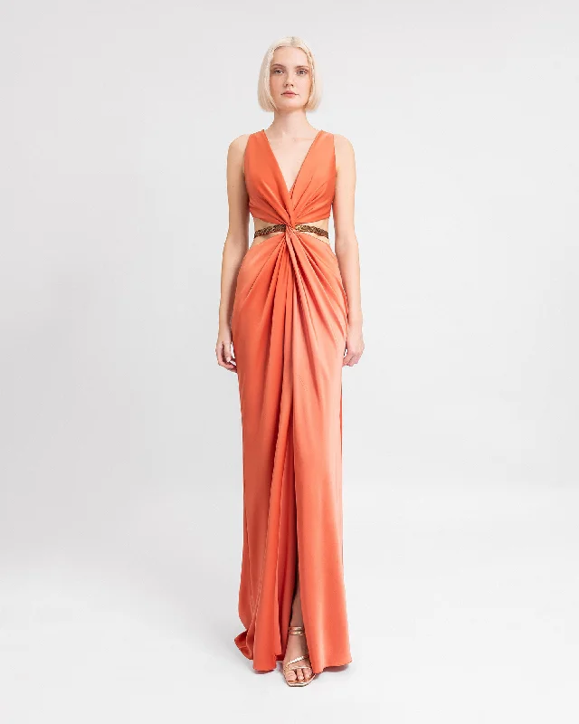 Draped Dress with Beaded Belt