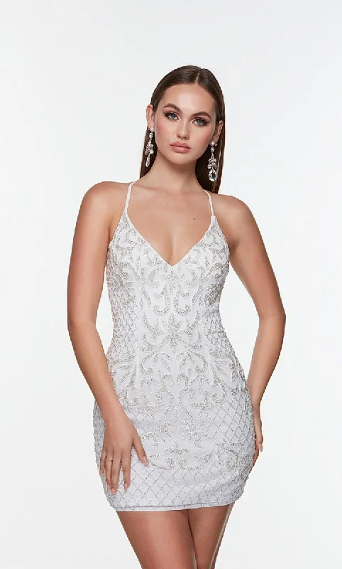 Alyce Paris V-Neck Strappy Back HoCo Dress 4506