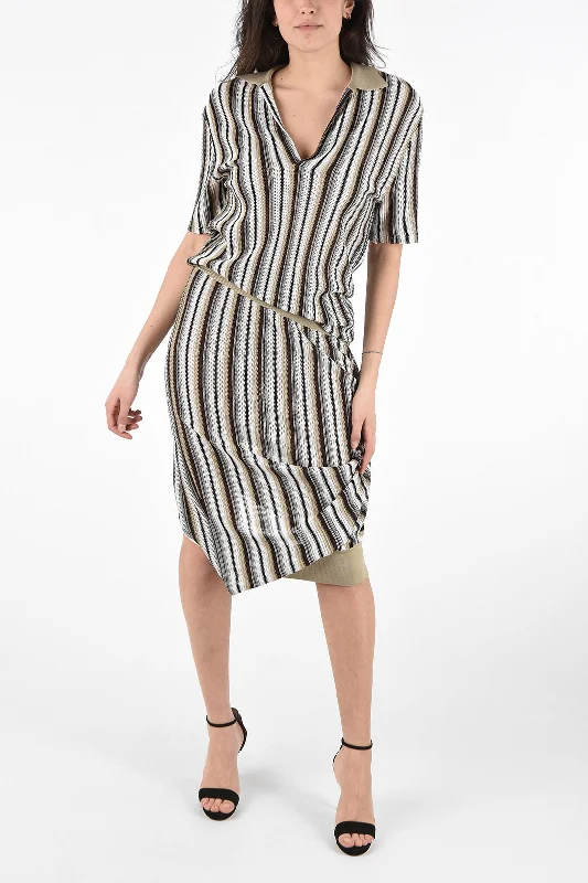 Bottega Veneta Asymmetrical Striped Jaquard Dress 42 Italian size